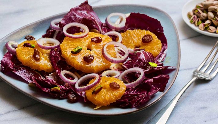 insalata di radicchio e agrumi con pistacchio