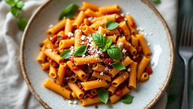 penne con sugo di melanzane e ricotta salata