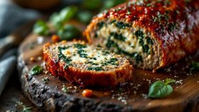 Polpettone con spinaci e formaggio