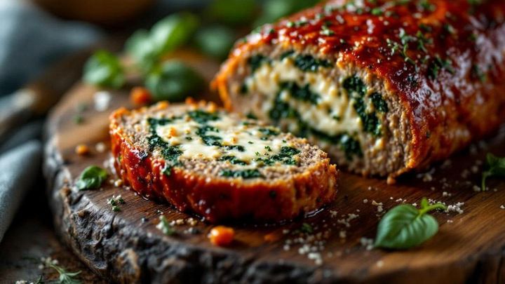 Polpettone con spinaci e formaggio