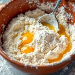 Ingredienti mescolati per l'impasto delle bugie.