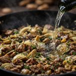 Carciofi, cuore di agnello e vino bianco