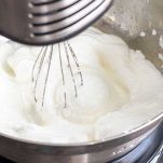 Semimontate l'albume con 20g di zucchero usando le fruste elettriche e tenete la montata da parte