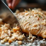 petto di pollo tagliato per causa rellena