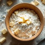 ciotola con farina e burro