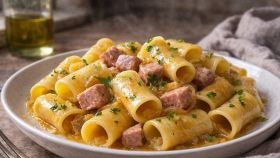 paccheri con genovese di tonno pronti da gustare