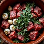 Disponete la carne in un tegame di coccio