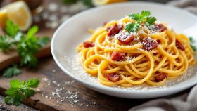 Un piatto di spaghetti alla carbonara