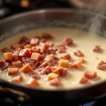 Panna e prosciutto in pentola