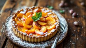 Crostata con pesche e amaretti