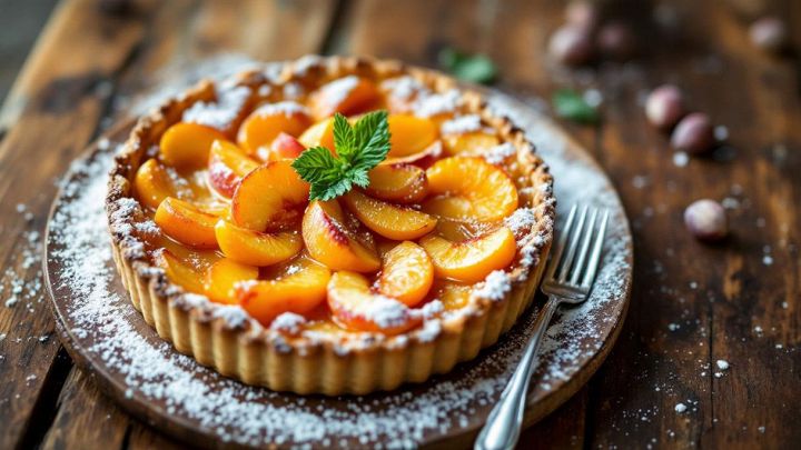 Crostata con pesche e amaretti