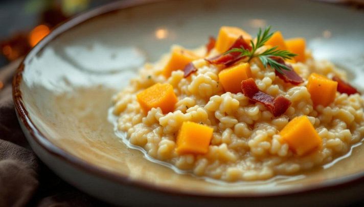 Risotto alla zucca e speck: ricetta autunnale