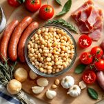 Ingredienti per salsicce e fagioli