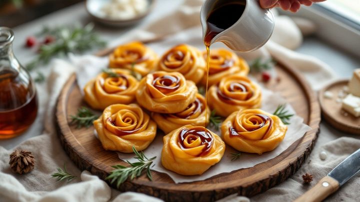 Cartellate dorate e glassate servite su vassoio.