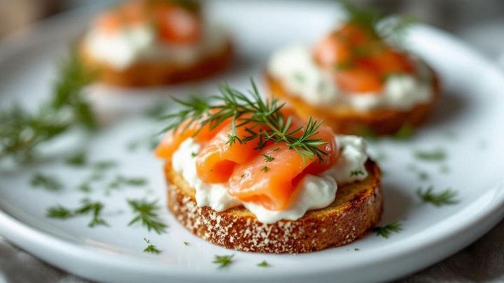 Crostini con salmone affumicato e formaggio