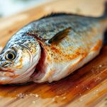 Branzino pulito sotto acqua corrente