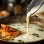 Fondo di cottura mescolato con latte.