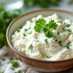 ricotta in una ciotola con il prezzemolo