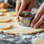 Con un coppa-pasta da 10 cm di diamentro, ricavate dei dischi. Prendete il raviolo con il palmo della mano e posizionate un cucchiaio di ripieno al centro di ogni disco.