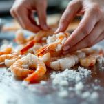 gamberi e scampi per risotto alla pescatora