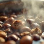 La pulitura e la cottura delle castagne