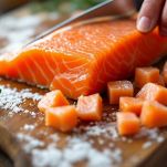 Salmone tagliato per tartare