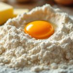 Fontana di farina con ingredienti