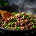 carne e piselli per gli arancini di riso