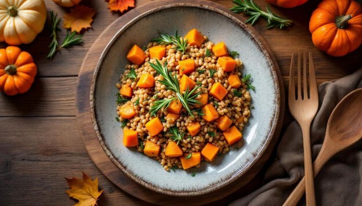 Farro con zucca a cubetti