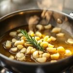 Soffritto di aglio e rosmarino in casseruola