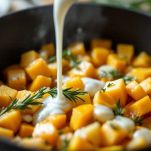 Zucca in cottura con soffritto e latte di soia