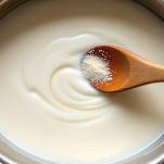 Semolino cotto nel latte in pentola.