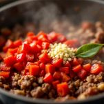 Casseruola con carne e pomodoro in cottura lenta.