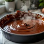 Terrina con crema di cioccolato lasciata intiepidire.