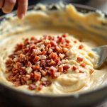 Impasto per muffin salati con prosciutto e scamorza.