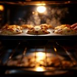 Muffin salati dorati in forno.