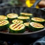Zucchine grigliate su piastra calda.