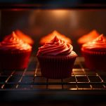 Red Velvet Cupcakes appena sfornati su gratella