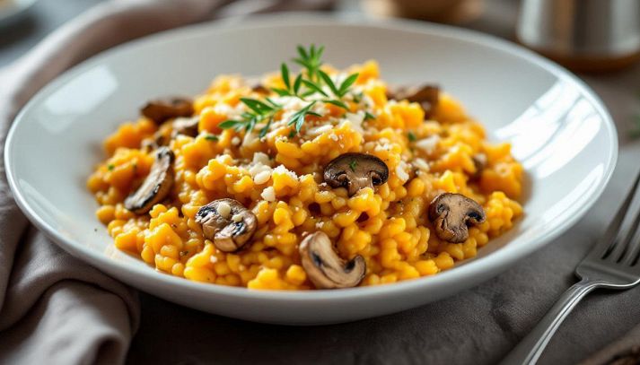 Risotto con zucca e porcini