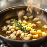 Soffritto di aglio e rosmarino in casseruola