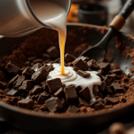 Strati di torta e ganache al cioccolato