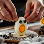 Uova fantasma con decorazioni di olive nere