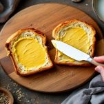 Pane tostato con senape spalmata