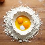 Farina a fontana con ingredienti