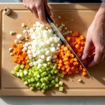 Cipolla, carota, sedano e aglio tritati