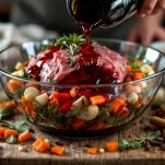 Carne in marinata di vino e aromi