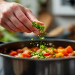 Prezzemolo nella zuppa di pesce