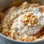 Impasto con granella di nocciole in ciotola.