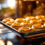 Ciambelline che cuociono nel forno.