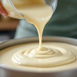 Cheesecake in stampo posta in frigorifero.